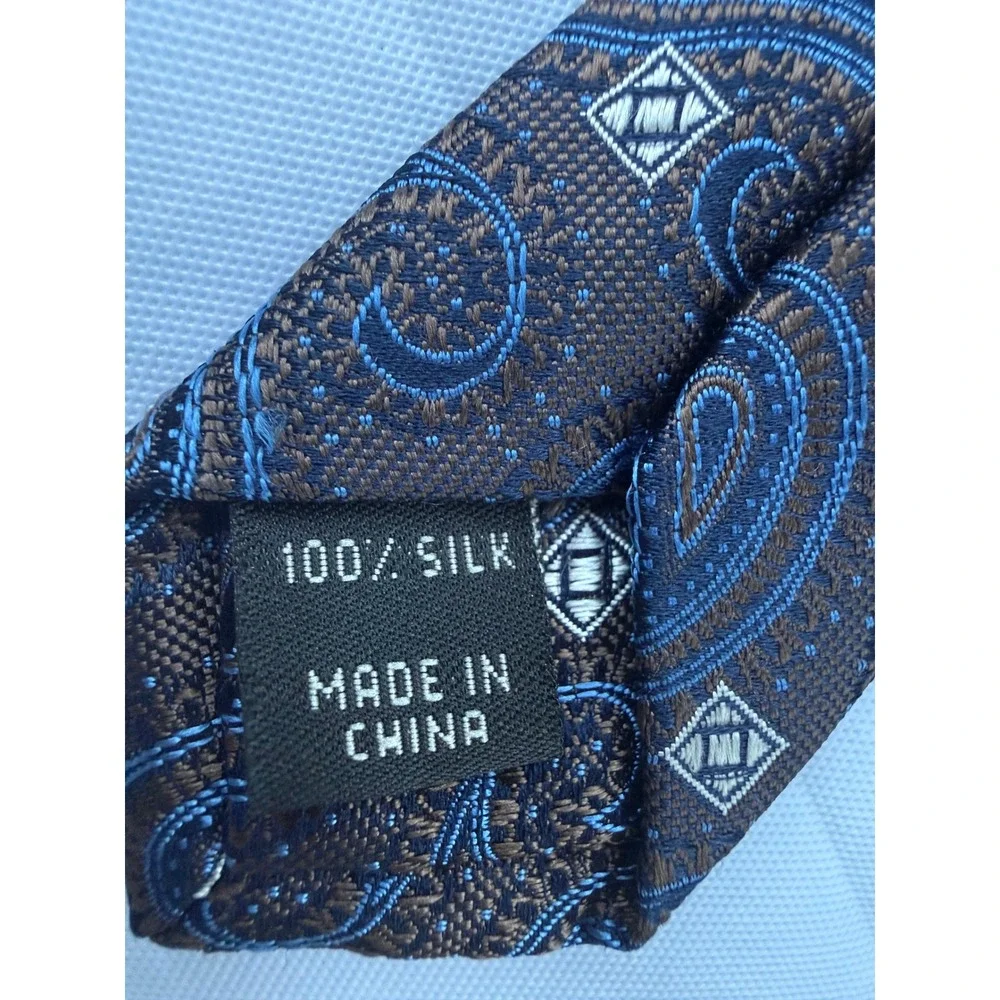 Jos. A. Bank Signature Collection Mens Silk Paisley Tie Brown Blue RN 31608